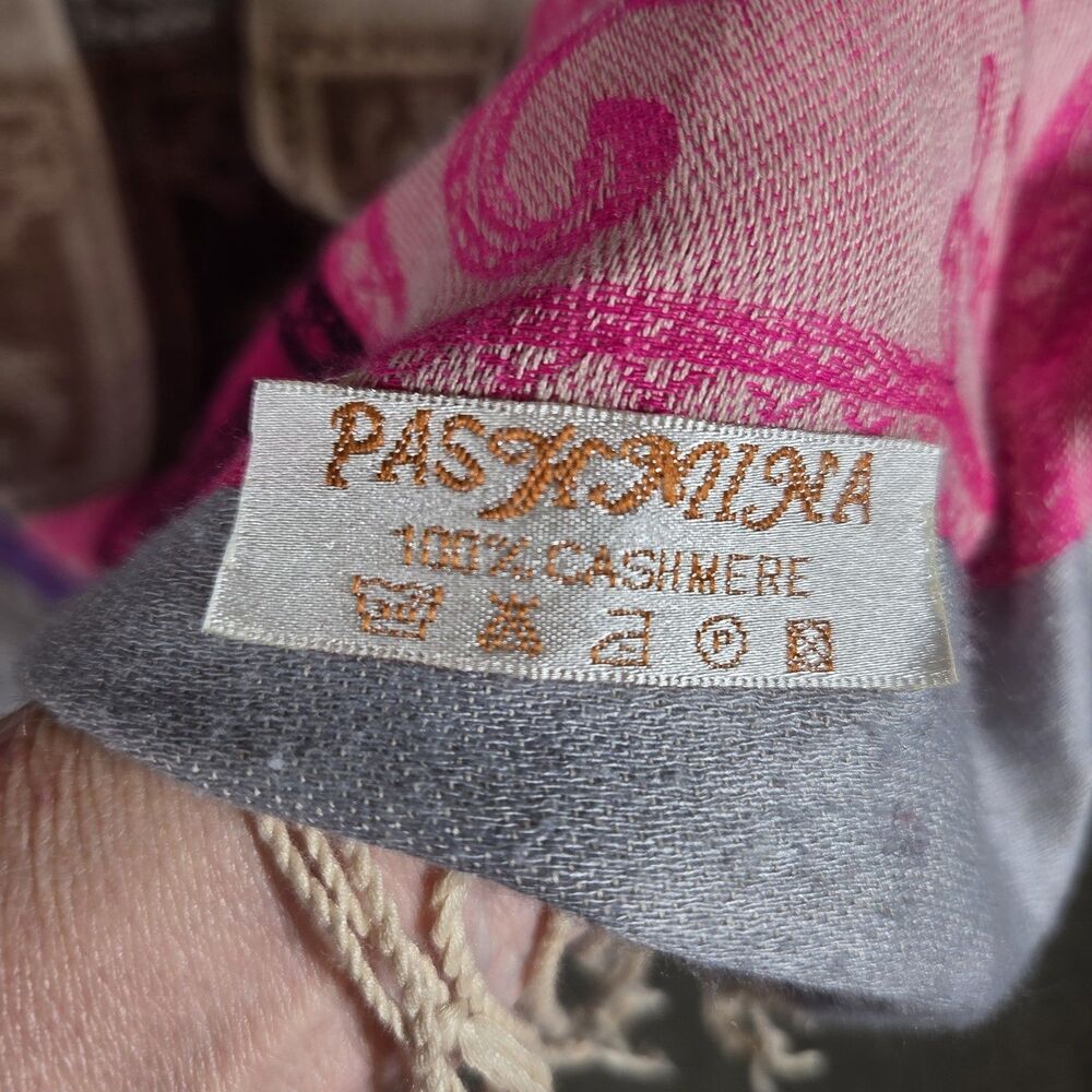 Pashmina 100% Cashmere Elephant Patchwork Scarf Wrap Shawl Fringed Multi-Color